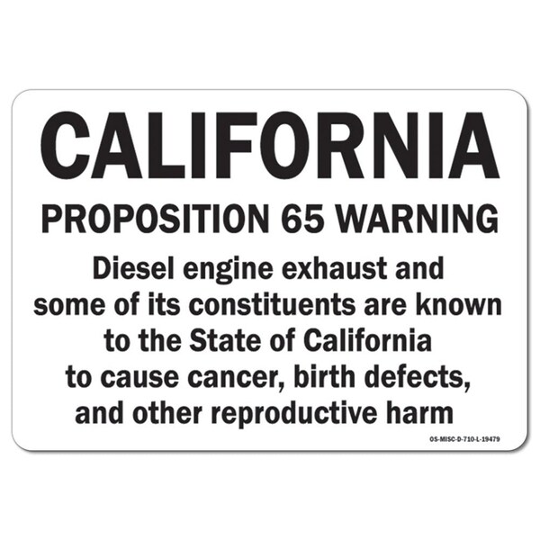 OSHA, 3.5" Height, 5" Width, Decal, 5" W, 3.5" H, Landscape, PK10, Diesel Exhaust
